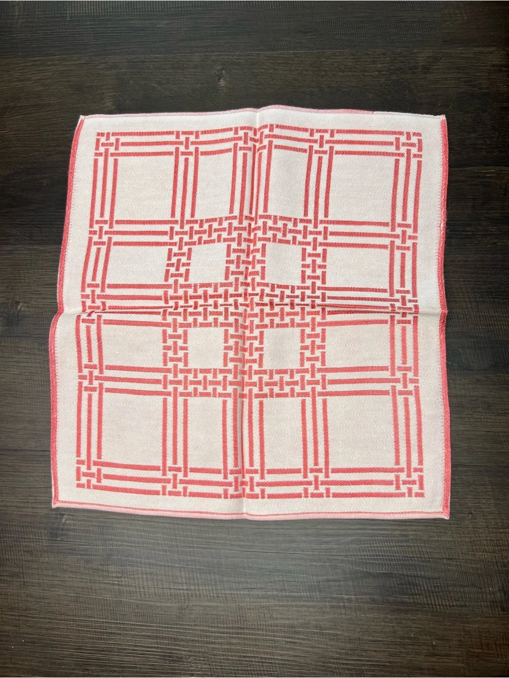 Set of Six Vintage White and Pink Patterned Napkins